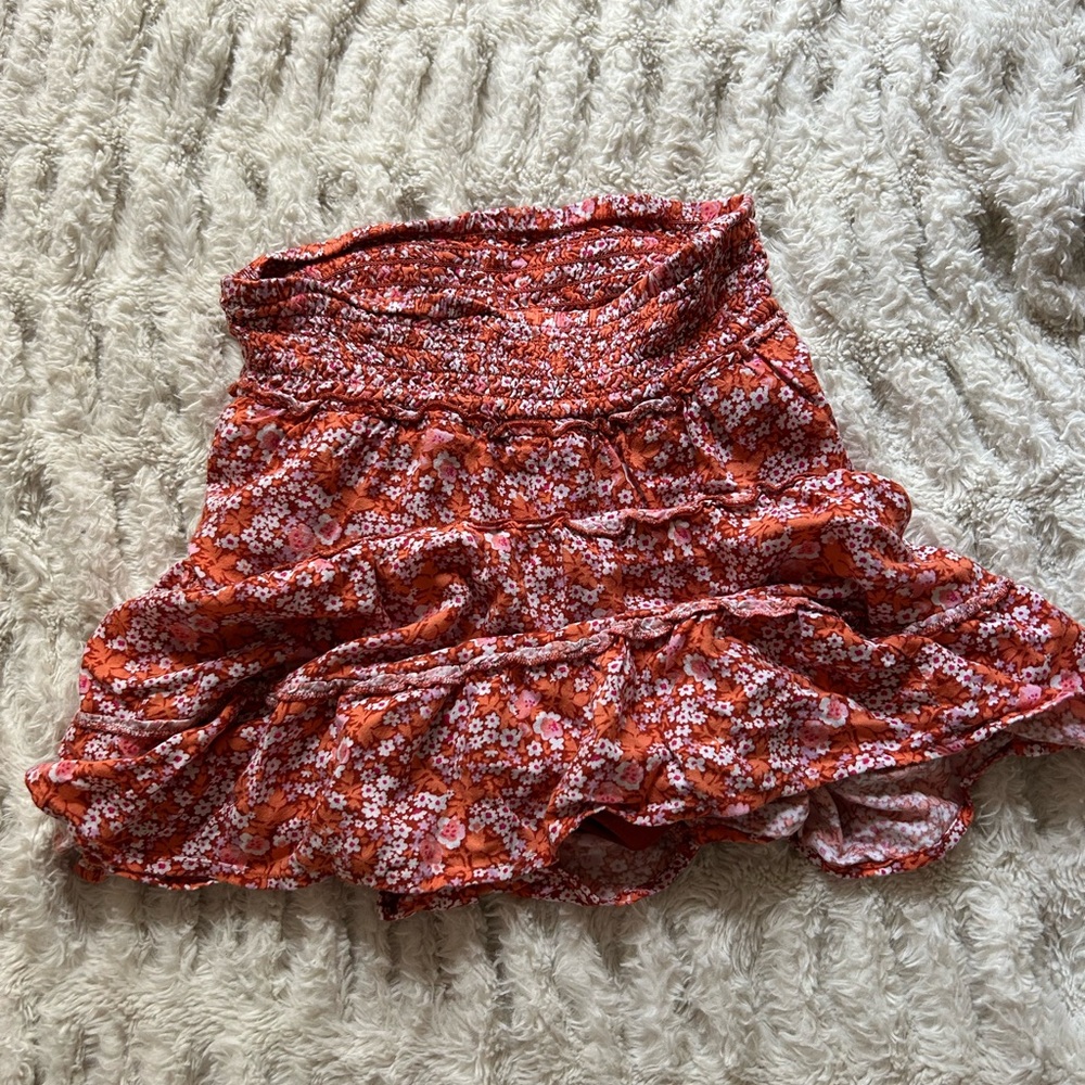 Fashion Nova Red Ruffled Skater Mini Skirt